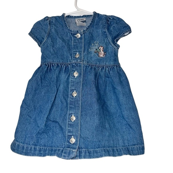 Vintage Carter's Blue Denim Kids Dress hey diddle diddle sz 3-6m - Picture 1 of 3